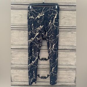 Metallic Marble High Waisted Black Leggings Rose Gold EUC Small Active
